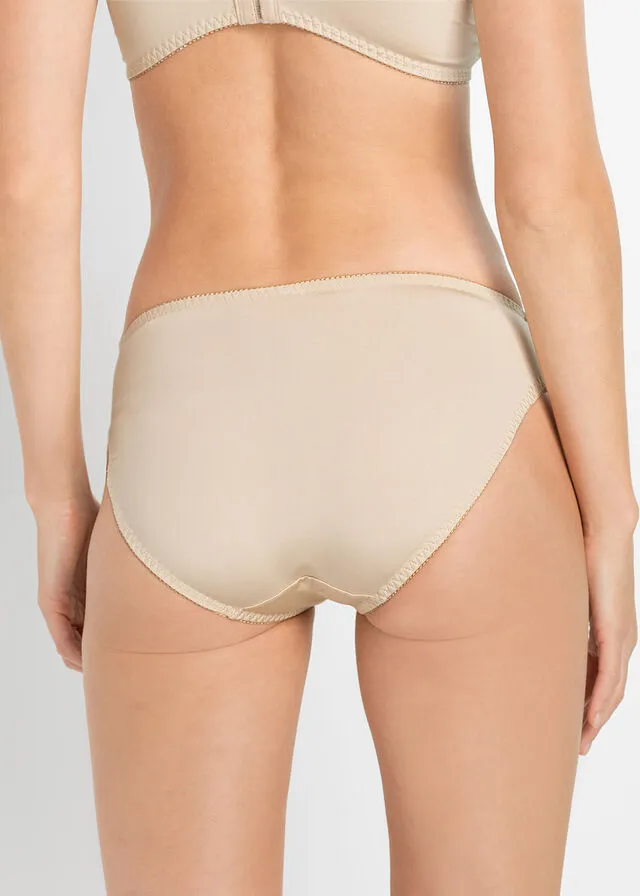 Bragas de material brillante (2 unidades) Marrón mate + beige arena